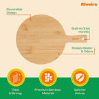 Riveira White Bamboo Wood Cutting Board – Gourmet Bamboo Grandeur: 17 x 12 Wooden Cutting Board – Wooden Cutting Boards For Kitchen Decorative – Innovative Juice Grooves Wooden Chopping Board