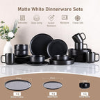 LERATIO Stoneware Dinnerware Sets for 4,Handcarft Ceramic Plates and Bowls Sets,Chip and Scratch Resistant Dishes, Dishwasher & Microwave Safe, Oven safe,Reactive Glaz-Black