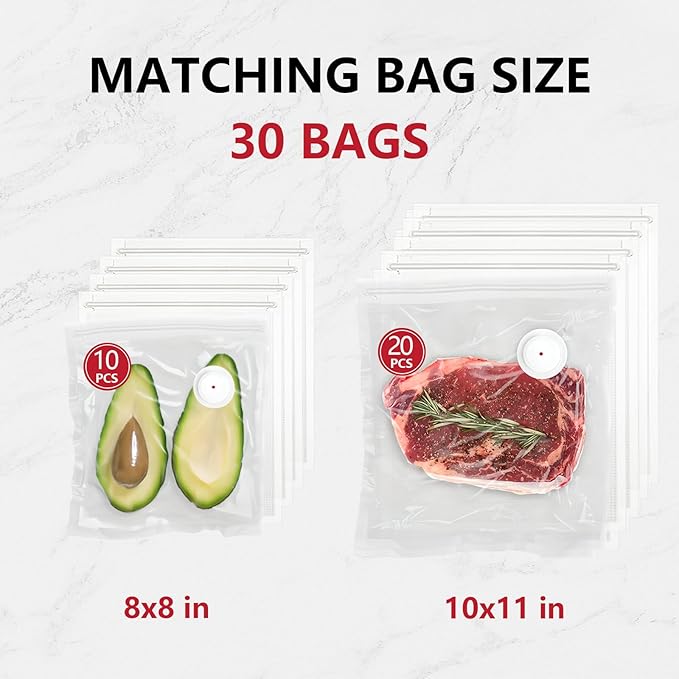 Vacuum Sealer, vacuum sealer for food, handheld vacuum sealer(Vacuum Sealers+ 30 reusable vacuum seal bags)