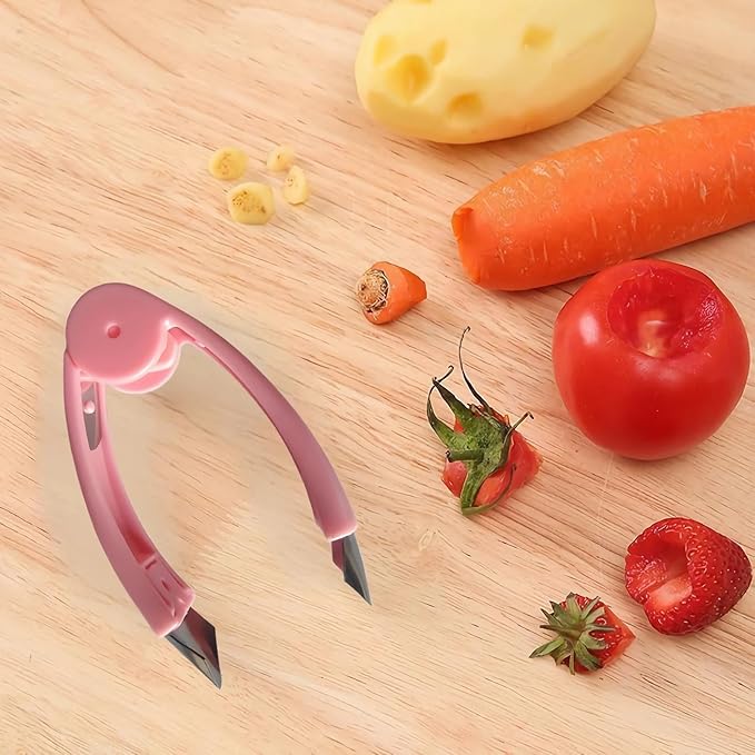 Fruit and Vegetable Corer Pepper Seed Apple Remover Bell Pepper Tomato Corer Tool Stainless Steel Kitchen Gadget (PepperAppleStrawberry corer B)