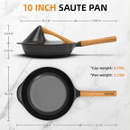 Nonstick Frying Pan with Lid ,10 Inch Deep Fry Pan, Toxin-Free Ceramic Cookware Skillets, Healthy Non Toxic Saute Pan with Helper Handle,Wabi-Sabi Style Fry Pan Compatible with All Stovetops
