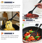 TeamFar Silicone Cooking Utensils, 10 pcs Kitchen Cooking Utensils Set, 446°F Heat Resistant Kitchen Gadgets Tools Set w/Spatula, Turners, Spoons, Soup Ladle, Pasta Server for Nonstick Cookware, Black