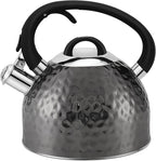 Copper Tea Kettle Stainless Steel Teapot Whistling Kettle Unique Button Control Kettle Outlet Loud Whistle Food Grade Teapot 3.2 Quart / 3 Liter Black