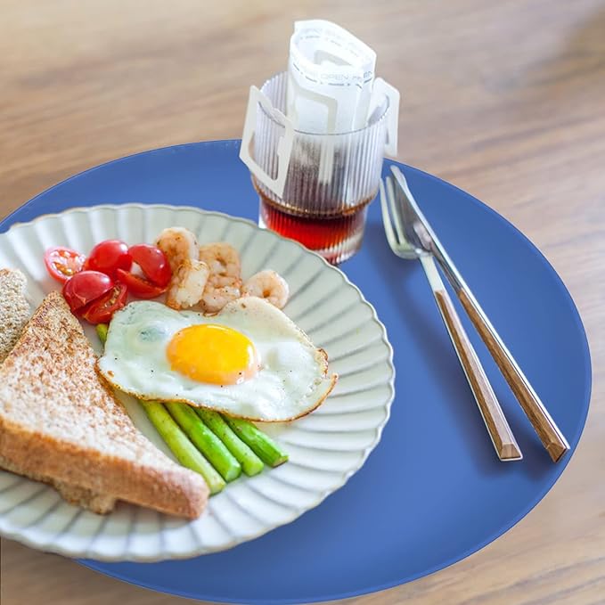 KooMall 12 10 8 Inch Multi-use Microwave Mat, Trivet, Pot Holders, Drying, Baking, Place Mat, Utensils Rest, Silicone Cover Pad for Hot Pot Pans Bowls Plates Dishes Kitchen Counter,Heat Resistant,Blue