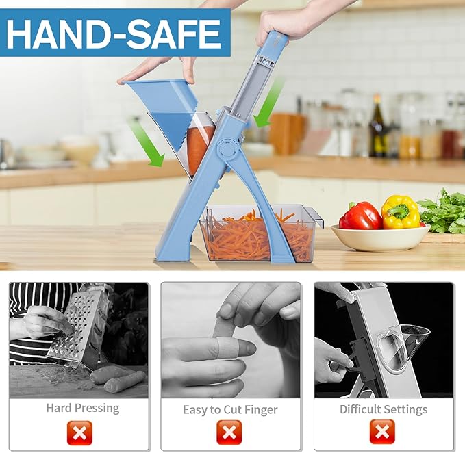 2025 Upgraded Version All-in-1 Mandoline Slicer for Kitchen & Adjustable Mandoline Slicer. Detachable Blade, Cut Slice, Strips, Dice, Shred and Chop, Versatile Kitchen Veggie Chopper