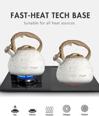 POLIVIAR Tea Kettle, Iron Grey Tea Pot Stovetop, 2.7 Quart Loud Whistling Coffee and Teapot, Food Grade Stainless Steel for Anti-Hot Handle and No-Rust, Suitable for All Heat Sources (JX2020-YB30)