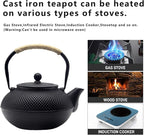 Big Cast Iron Teapot, Japanese Tetsubin Tea Kettle for Stovetop Safe, Cast Iron Teapot with Tea Strainer for Loose Tea and a Fully Enameled Interior (1500ml/50.7oz)