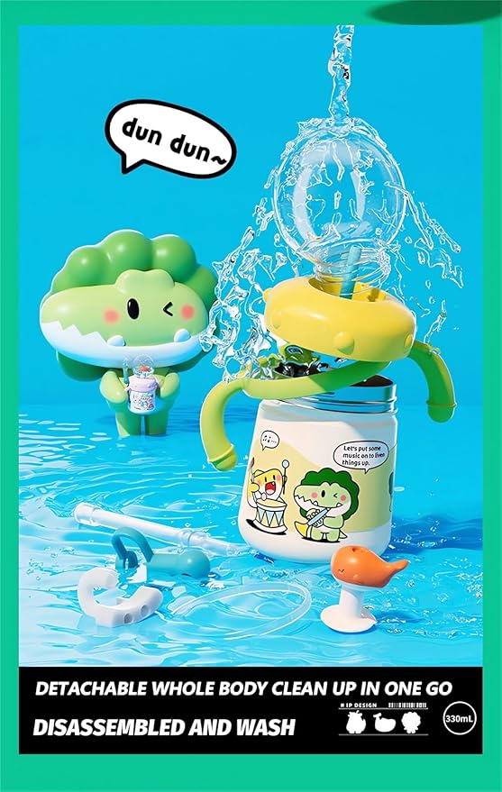 Stainless Steel Whale Fountain Tumbler with Handle 2025 Drinking Cup with Whale Squirt Insulated Travel Tumblers Kids Weighted Sippy Cup No Spill Cute Water Bottle with Lids and Straws Leak Proof (B2)