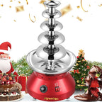 Chocolate Fountain Commercial Hot Chocolate Fondue Tower 5 Tier 7-Pound Large Capacity Stainless Steel Chocolate Melting Heating Machine for Nacho Cheese Liqueurs Party Wedding (Vintage Red)