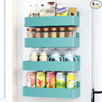 Magnetic Spice Rack for Refrigerator, Kitchen Organizer and Storage Shelf, Blue (4 Pack)…
