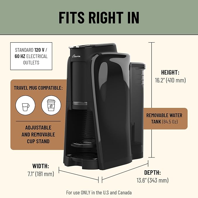 Flavia Aroma Brewer - Coffee Machine, Makes Coffee, Lattes, Tea, and other Hot or Iced Beverages with Single-Serve Freshpacks, Multiple Brew Sizes, Grey