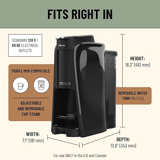 Flavia Aroma Brewer Bundle with 84 Freshpacks and 1 Merchandiser - Coffee Machine, Makes Coffee, Lattes, Tea, and other Hot or Iced Beverages with Single-Serve Freshpacks, Multiple Brew Sizes, Black