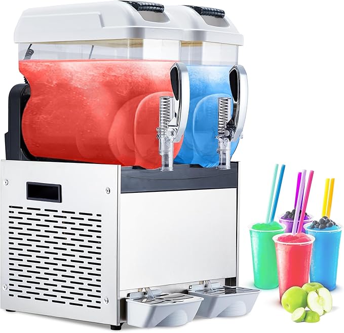 12L*2 Commercial Slushie Machine, 700W slushy machine, 6.4 Gals cocktail margarita frozen drink machine for home, Electric Large Slushie Machine with Self-cleaning Mode for Restaurant Bar