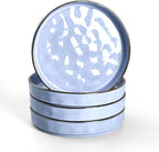 E-far Pasta Bowls Set of 4, 30oz Shallow Salad Bowls for Dinner Serving, 8.25" Stoneware Ceramic Bowl Plates for Noodle Soup, Microwave & Dishwasher Safe, Reactive Glaze, Blue