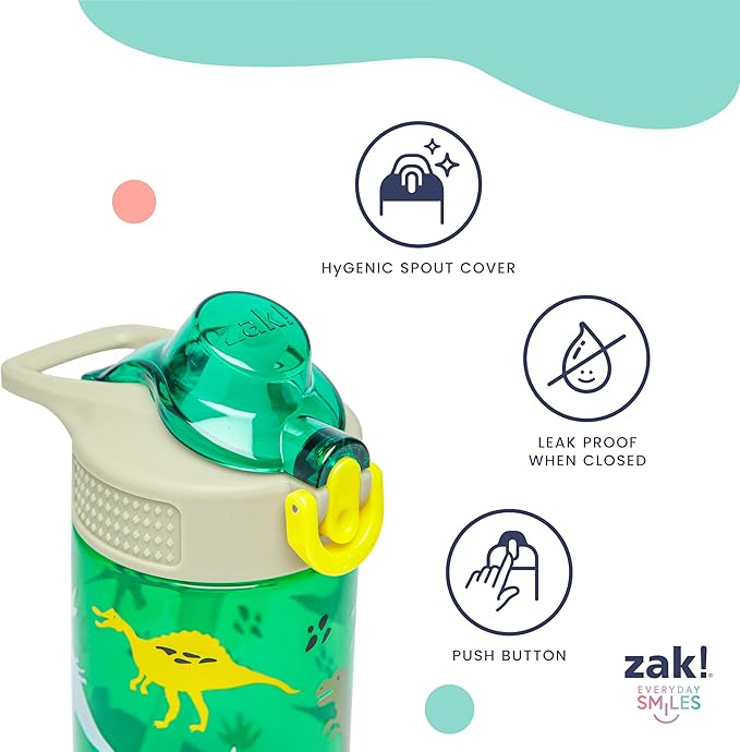 Zak Designs Sonic the Hedgehog Sage Water Bottle For School or Travel, 25oz Durable Plastic Water Bottle With Straw, Handle, and Leak-Proof, Pop-Up Spout Cover (Sonic)