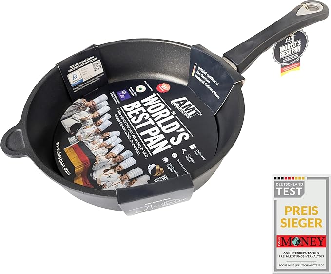 AMT Gastroguss The World´S [.] Casserole Frying pan for Induction, Diameter 26 cm, Height 7 cm, die-cast Aluminium, Lotan® Non-Stick Coating for Fat-Free-Frying, AMZN-I-726-US