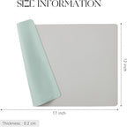 MOSAYT Vinyl Placemats Set of 6, Heat Resistant Place Mats 100% Waterproof Washable & Wipeable Faux Leather Reversible Table Mats for Kitchen Dining Party Outdoor, 12" x 17", Light Grey/Aqua