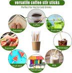 210PCS Wooden Coffee Stirrers, Individually Wrapped, Wooden Beverage Mixer, 5.5" Coffee Stir Sticks-Biodegradable Eco-Friendly Round End Disposable coffee stirrer, For Coffee, Cocktail, Hot Drinks