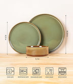 TheTerra Ceramic Dinnerware Sets for 4, 12 Pieces Porcelain Lightweight Plates and Bowls Sets, Scratch Resistant Dish Set, Oven & Microwave & Dishwasher Safe, Brown Green