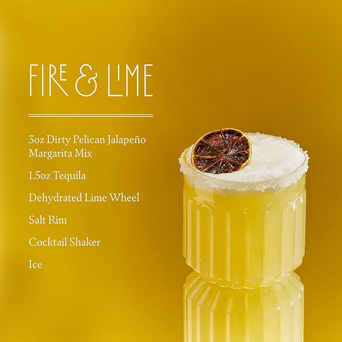 Dirty Pelican Cocktail Mixers - Spicy Jalapeno Margarita - Skinny & Organic Drink Mixes for Cocktails - Low Calorie Mocktails - Low Sugar - Vegan - Gluten Free - No Preservatives - 750ml (1 Bottle)