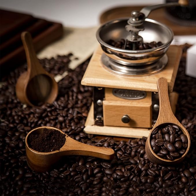 6 Pack Acacia Wood Coffee Scoops, Small Wooden Coffee Spoons for Jars and Containers Set of 6 Tablespoon Bean Scoop Cute Coffee Beans Measuring Scoop for Cooking Bath Salt,