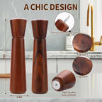 Wooden Salt and Pepper Grinder Set 10In,Salt and Pepper Grinder Refillable with Adjustable Ceramic Rotor, Easy Refill,Acacia Wood Pepper Grinder Manual,Salt and Pepper Shakers set 2-Pack