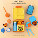 OmieBox Bento Box for Kids - Insulated Bento Lunch Box with Leak Proof Vacuum Insulated Food Jar - 3 Compartments, Two Temperature Zones (Sunshine)