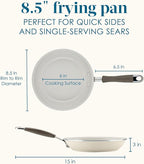 Rachael Ray Cucina Ceramic Nonstick Frying Pan/Skillet, 8.5 Inch Non Stick Open Fry Pan, Dishwasher Safe - Almond