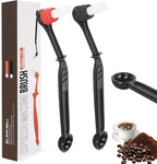Espresso Coffee Machine Cleaning Brush 2 Pieces Coffee Brush Espresso Cleaning Brush with Spoon Head for Coffee Grinder and Espresso Cleaning
