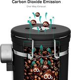 Coffee Gator Coffee Canister, 22oz Airtight Stainless Steel Kitchen Food Storage Container with Date Tracker, Valve, Scoop for Sugar, Grounds, Beans, Tea, Sugar, Cereal, Flour, Cookies Jars - Black