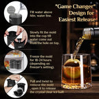 Clear Ice Cube Maker, 2.5" Stainless Steel Crystal Clear Ice Ball Maker, Non-BPA Silicone Ice Cube Molds for Whiskey Easy Release Ice Maker, Bourbon Gifts for Men (Black, 4 PACK)