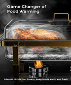 Chafing Dishes for Buffet 4 Pack, 9QT [Elegant Gold and Silver Colors] Food Warmers for Parties Buffet [Sturdy and High Grade] Chafing Dish Buffet Set for Any Party with Complete Set