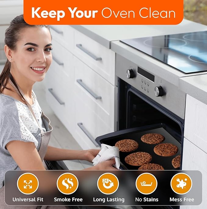 Product image Premium Extra Thick Oven Liners for Bottom of Oven, Non Stick Stove Liners for Bottom of Electric Stove, Reusable Mat Kitchen Accessories, Mat for Electric Gas Grill BPA & PFOA Free