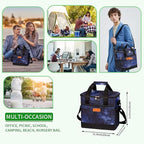 iknoe Large Cooler Bag Collapsible, 15L Insulated Bags, Leakproof Lunch Cooler Tote with Multi-Pockets for Adult, Insulated Lunch Box for Beach, Picnic,Work, Galaxy