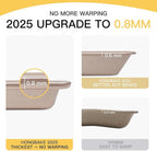 HONGBAKE Baking Sheet Pan Set of 3, Cookie Sheets for Oven, Nonstick Half/Quarter/Jelly Roll Pans with Diamond Texture Pattern, 0.8mm Thick Heavy Duty Cookie Tray, Champagne Gold