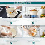 vancasso Cast Iron Dutch Oven, 6 QT Round Pot with Lid and Dual Handles, Non Stick Enamel Coating for Bread Baking, White