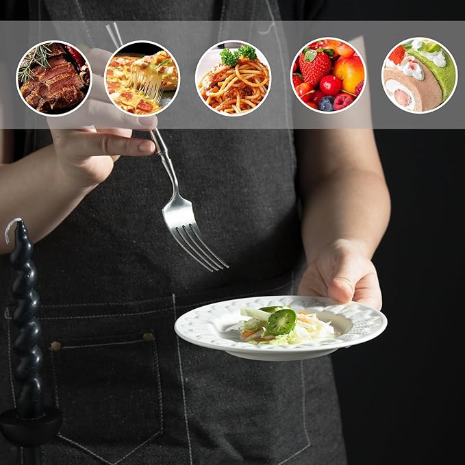 6 Inch Porcelain Appetizer Plate Set of 18, Small Dinner Plates, Dessert Salad Plates, White Leaves Shaped Serving Dishes for Cake, Snack, Ice Cream, Waffles, Microwave, Oven, and Dishwasher Safe