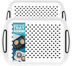 Food Trays for Eating on Couch - 2 Pack - Non Slip Dinner Trays for Eating Set of 2 Non Slip Serving Tray and Food Tray with Handles (White)