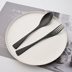 Luxury Silverware Set Flatware Cutlery 18/10 Stainless Steel Matte Polishing Metal Utensils Set Group Service for 1, 6-piece, Black