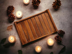 Set of 2 Romper Teak Wood Rectangular Serving Tray for Home/Kitchen/Restaurant/Office Organizer/Dining Table|Premium Wooden Trays| 18 X 12 ; 15 x 10 inches | Handcrafted in India