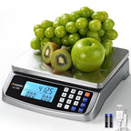 66lb Food Scale, Commercial Kitchen Scale with Price Computing, Plug-in Usable, 0.05oz/1g, 304 Stainless Steel, for Cooking, Vegetables, Farm, Industry, Counting. LC300 Grey