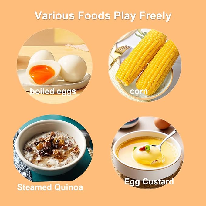 Rapid Egg Cooker, 6 Eggs Capacity Egg Boiler, Hard, Medium, Soft Boiled Egg Poacher with Auto Shut-Off and Alarm, Stainless Steel Electric Egg Steamer for Home Kitchen (Black)