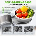 304 Stainless Steel Colander with Food-Grade Silicone Self-Draining Base, Coinicxcel 5QT Colander Strainer for Kitchen, Pasta Strainer for Washing Rice, Spaghetti, Vegetables, Fruit, Dishwasher Safe