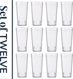 US Acrylic Café Plastic Reusable Tumblers (Set of 12) 32-ounce Iced-Tea Cups Clear | Value Set of Restaurant Style Drinking Glasses, Stackable, BPA-free, Made in the USA | Top-rack Dishwasher Safe