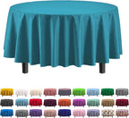Exquisite Party Solids 12-Pack Premium Plastic Tablecloth 84in. Round Table Cover - Turquoise