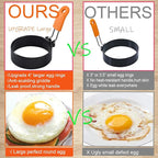 Upgrade 4" Large Egg Rings Set for Griddle,4 Packs Non-stick Stainless Steel Round Egg Ring for Frying Egg Pancake Mold Ring Omelette Ring Shapper for Muffin with 1X Oil Brush & 1X Egg Separator