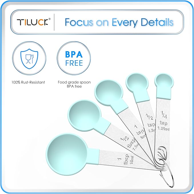 TILUCK Measuring Cups & Spoons Set, Stackable Cups and Spoons, Nesting Measure Cups with Stainless Steel Handle, Kitchen Gadgets for Cooking & Baking (Green)