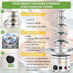 Commercial Chocolate Fountain 5 Layers 18Lbs Large Chocolate Fondue Tower Stainless Steel Hot Chocolate Waterfall for Nacho Cheese Knob Control