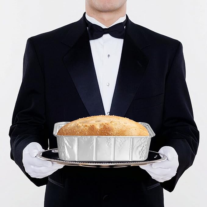 PARTY BARGAINS 5 Lb Aluminum Loaf Pan - 60 Pack, Heavy Duty Disposable Bread Pans for Perfect for Baking, Lasagna, Meatloaf & Food Serving (Max 240°C)