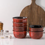 MEKY 20 Ounces Soup Bowls, Ceramic Cereal Bowls Set of 6, Microwave & Dishwasher Safe, Snack Bowls for Kitchen, Ideal for Pasta, Salad, Rice, Oatmeal(Red)